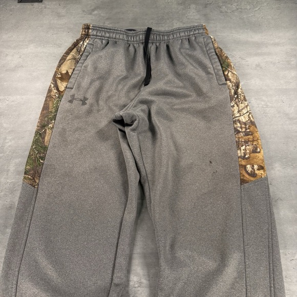 Under Armour Sweatpant‎ Mens Med Gray Camo Realtree Storm Fleece Stretch Hunting - Picture 1 of 11